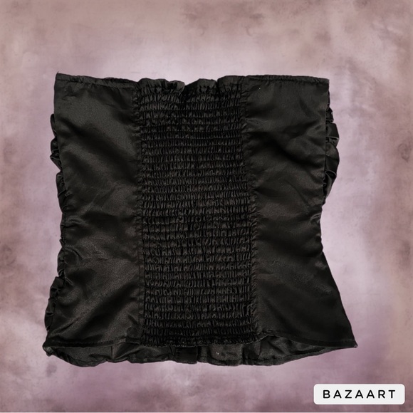 silk satin cropped ruche corset top - Picture 2 of 3